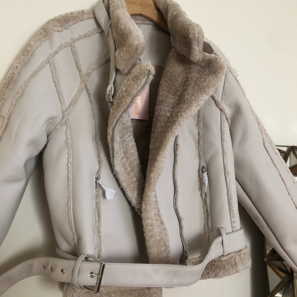 NEW WITH TAGS MISSGUIDED AVIATOR JACKET CREAM